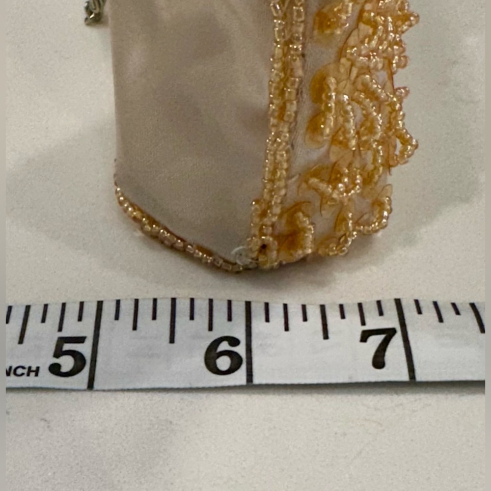 NWT VTG Bijoux Terner, Beaded/Sequin Satin Wristlet/Evening Bag Snail-Link Chain - Picture 15 of 17